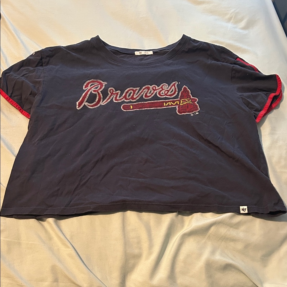 47 Women's Navy and Red Braves Crop Top